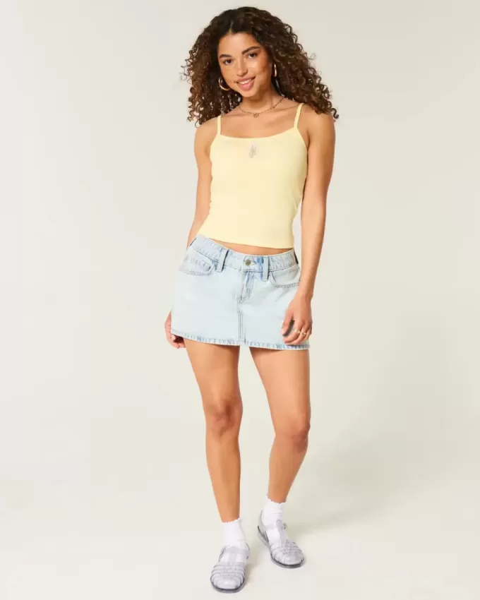 Geripptes Camisole mit Blumengrafik Geripptes Camisole mit Blumengrafik