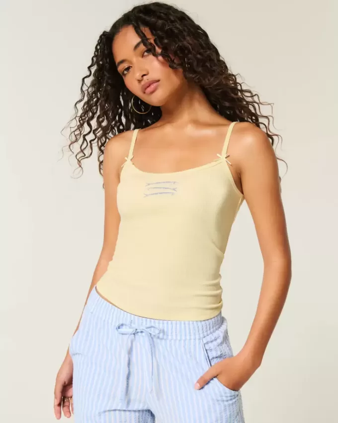 Geripptes Camisole mit Fisch-Grafik Geripptes Camisole mit Fisch-Grafik