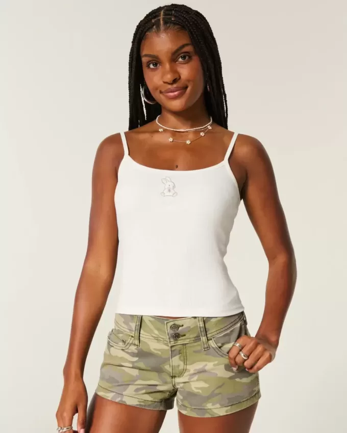 Geripptes Camisole mit Kaninchen-Grafik Geripptes Camisole mit Kaninchen-Grafik