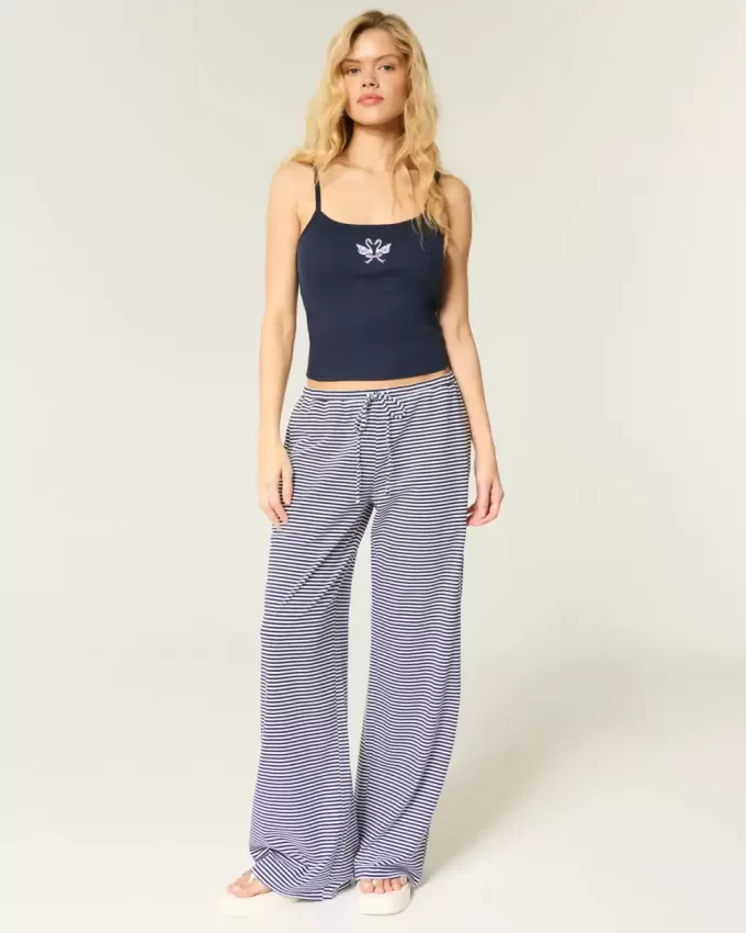 Geripptes Camisole mit Schwanengrafik Geripptes Camisole mit Schwanengrafik