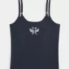 Geripptes Camisole mit Schwanengrafik Geripptes Camisole mit Schwanengrafik