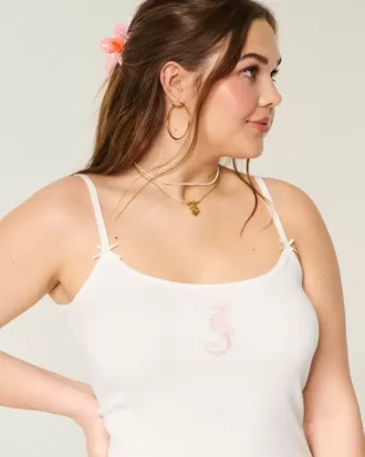 Geripptes Camisole mit Seepferdchen-Grafik