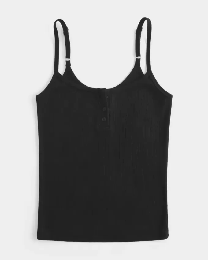 Geripptes Henley-Camisole mit Kerbe