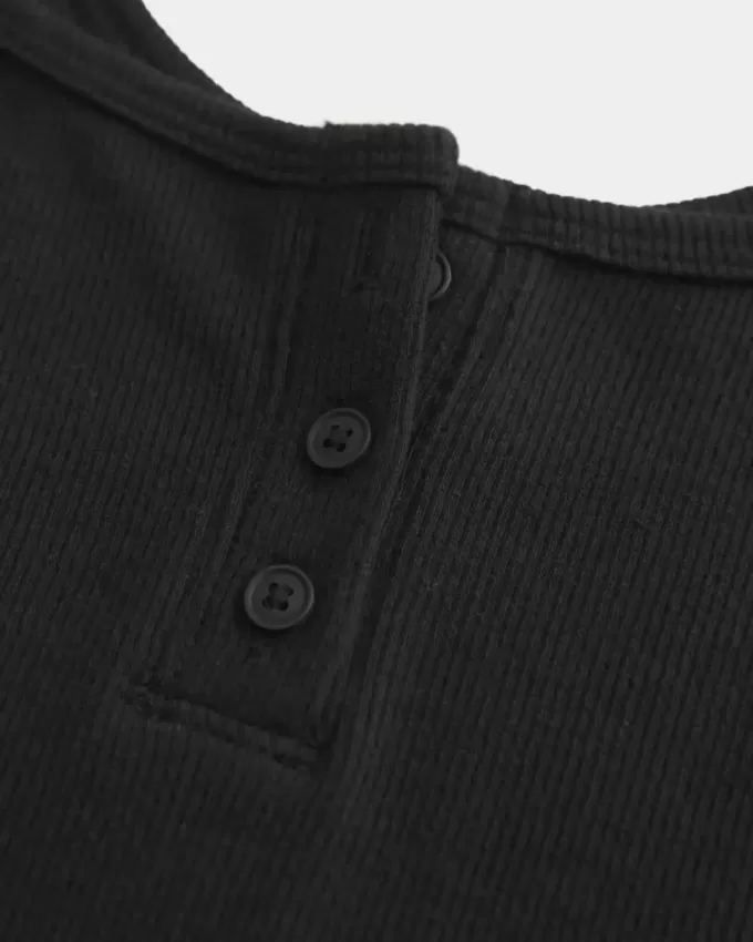 Geripptes Henley-Camisole mit Kerbe