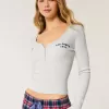 Geripptes Henley mit Los Angeles-Grafik Geripptes Henley mit Los Angeles-Grafik