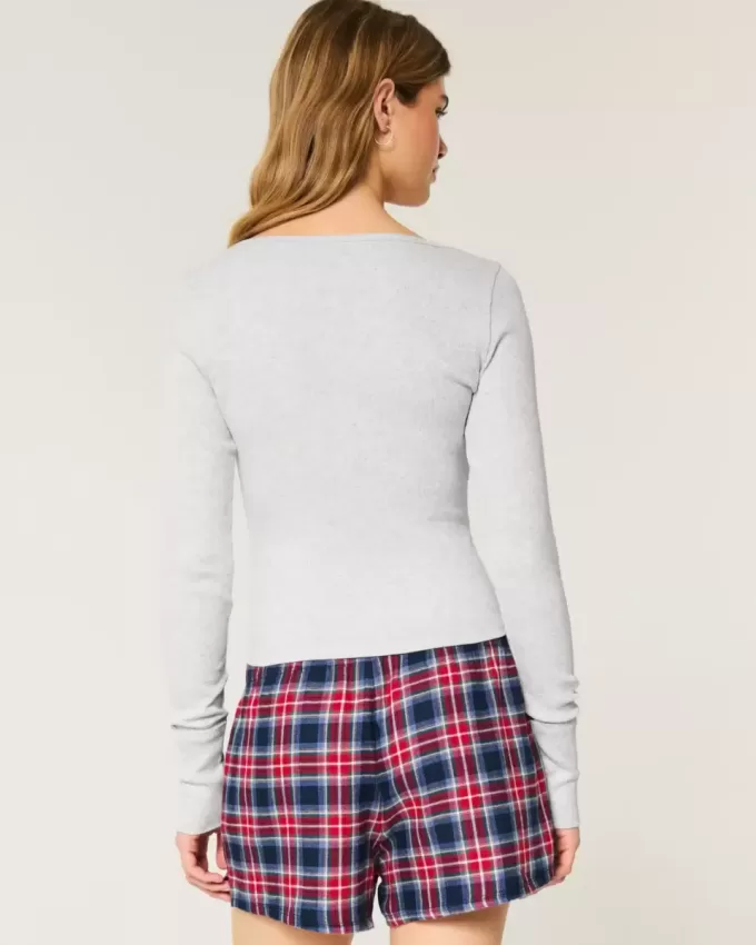Geripptes Henley mit Los Angeles-Grafik Geripptes Henley mit Los Angeles-Grafik
