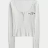 Geripptes Henley mit Los Angeles-Grafik Geripptes Henley mit Los Angeles-Grafik