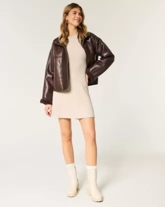 Geripptes Skater-Mini-Sweatkleid