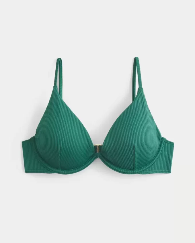 Geripptes, tiefes Bikinioberteil mit Bügeln Geripptes, tiefes Bikinioberteil mit Bügeln
