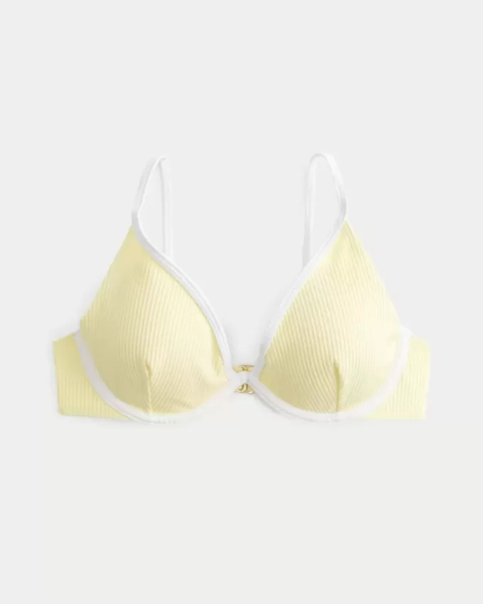 Geripptes, tiefes Bikinioberteil mit Bügeln Geripptes, tiefes Bikinioberteil mit Bügeln