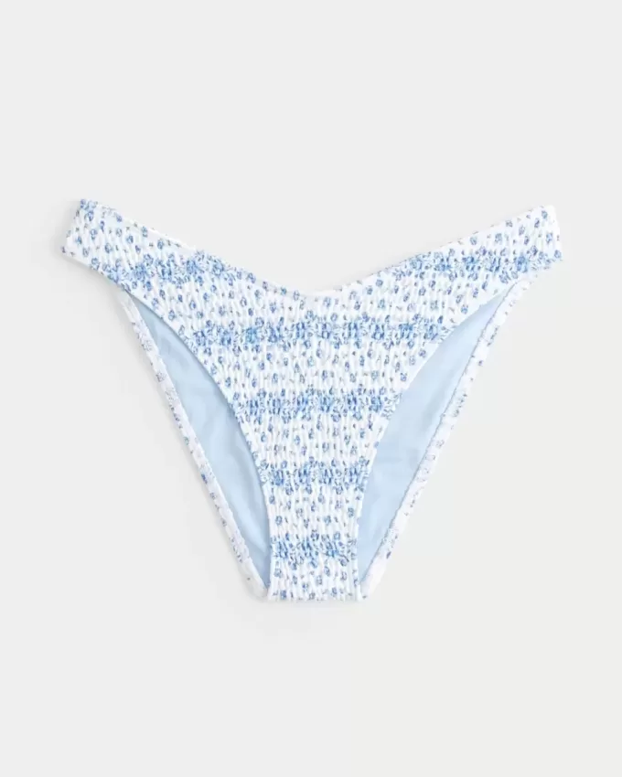 Gesmoktes Cheeky-Bikinihöschen mit hohem Beinausschnitt Gesmoktes Cheeky-Bikinihöschen mit hohem Beinausschnitt