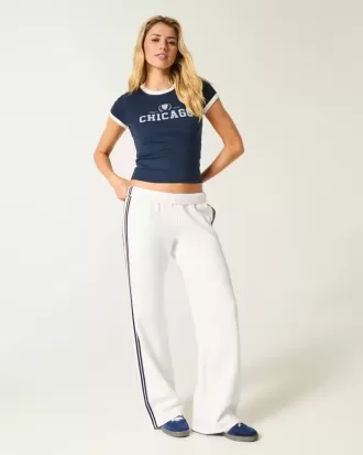 Gestreifte Jogginghose mit weitem Bein