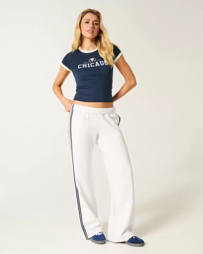 Gestreifte Jogginghose mit weitem Bein