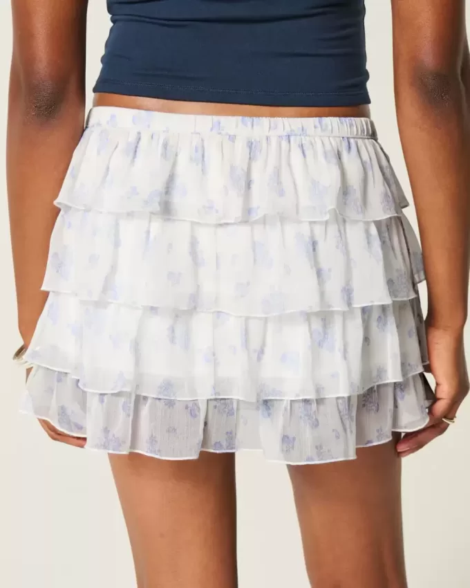 Gestufter Mini-Skort aus Chiffon Gestufter Mini-Skort aus Chiffon