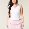 Gestufter Mini-Skort aus Spitzen-Chiffon Gestufter Mini-Skort aus Spitzen-Chiffon