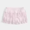 Gestufter Mini-Skort aus Spitzen-Chiffon Gestufter Mini-Skort aus Spitzen-Chiffon