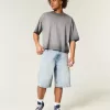 Gewaschenes Baggy Crop T-Shirt mit Rundhalsausschnitt Gewaschenes Baggy Crop T-Shirt mit Rundhalsausschnitt