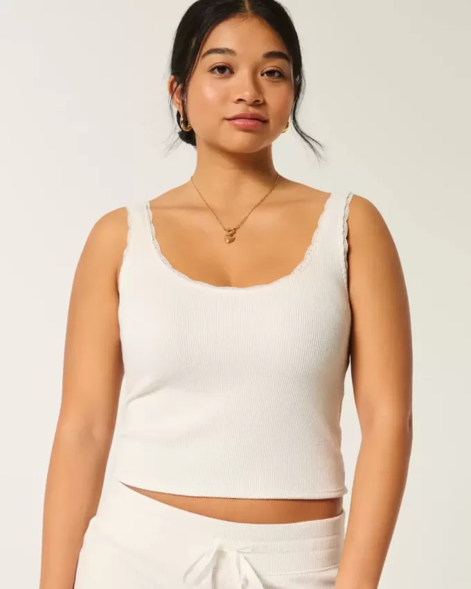 Gilly Hicks – Gemütliches Tanktop mit Waffel-Spitzenbesatz Gilly Hicks – Gemütliches Tanktop mit Waffel-Spitzenbesatz