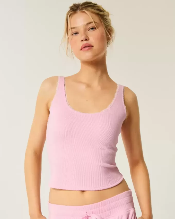 Gilly Hicks – Gemütliches Tanktop mit Waffel-Spitzenbesatz Gilly Hicks – Gemütliches Tanktop mit Waffel-Spitzenbesatz