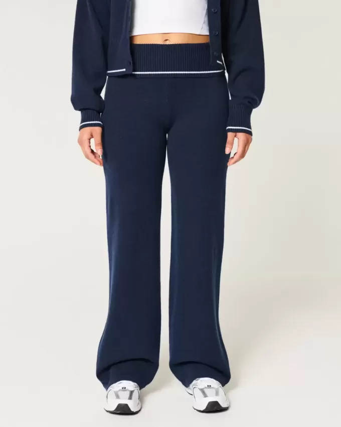 Gilly Hicks – Gerade Hose aus Strick mit Umschlagbund Gilly Hicks – Gerade Hose aus Strick mit Umschlagbund