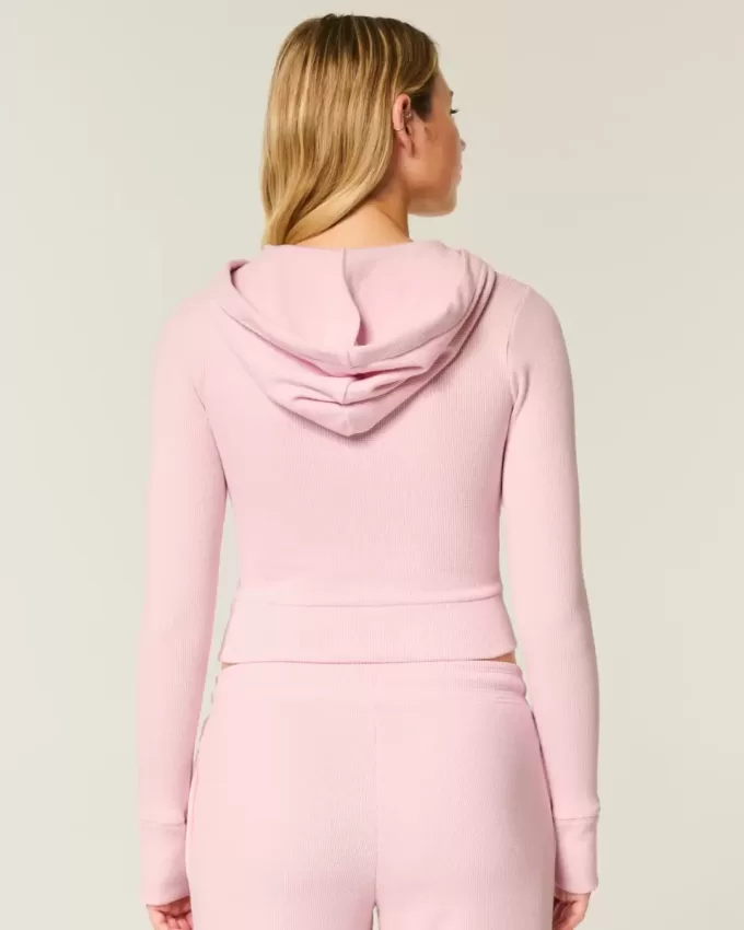 Gilly Hicks – Kapuzenjacke mit Waffelmuster und Reißverschluss Gilly Hicks – Kapuzenjacke mit Waffelmuster und Reißverschluss