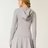 Gilly Hicks – Kapuzenjacke mit Waffelmuster und Reißverschluss Gilly Hicks – Kapuzenjacke mit Waffelmuster und Reißverschluss