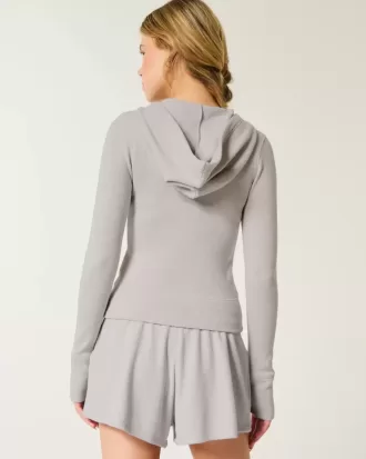 Gilly Hicks – Kapuzenjacke mit Waffelmuster und Reißverschluss