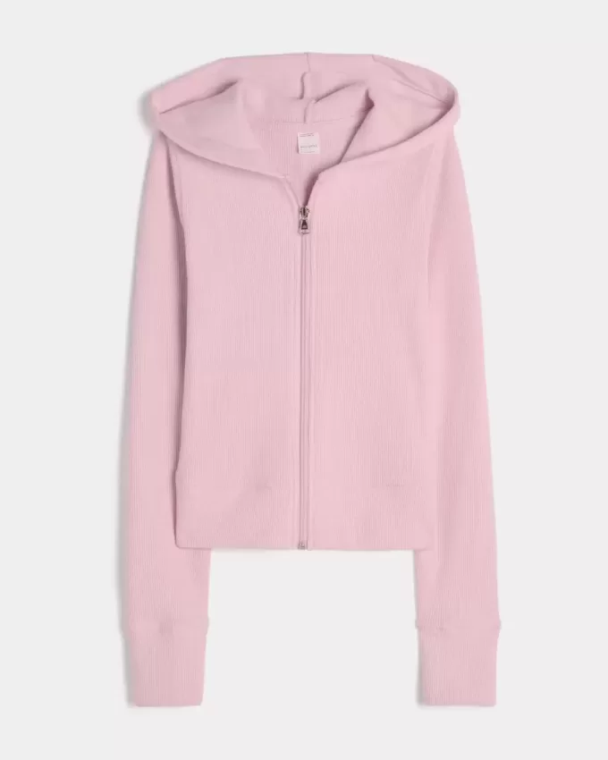 Gilly Hicks – Kapuzenjacke mit Waffelmuster und Reißverschluss Gilly Hicks – Kapuzenjacke mit Waffelmuster und Reißverschluss