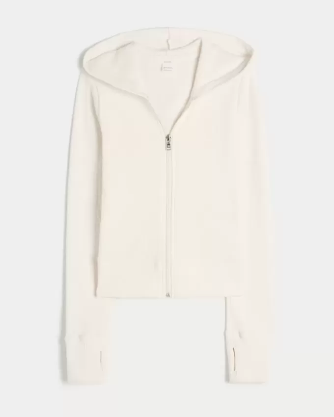Gilly Hicks – Kapuzenjacke mit Waffelmuster und Reißverschluss Gilly Hicks – Kapuzenjacke mit Waffelmuster und Reißverschluss
