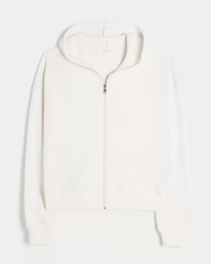Gilly Hicks – Kapuzenpullover mit Waffelmuster und Reißverschluss Gilly Hicks – Kapuzenpullover mit Waffelmuster und Reißverschluss