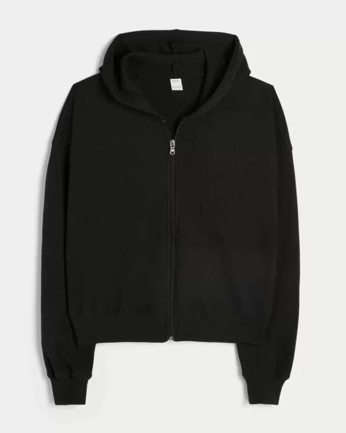 Gilly Hicks – Kapuzenpullover mit Waffelmuster und Reißverschluss Gilly Hicks – Kapuzenpullover mit Waffelmuster und Reißverschluss