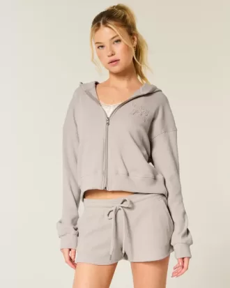 Gilly Hicks – Kapuzenpullover mit Waffelmuster und Reißverschluss