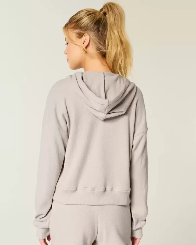 Gilly Hicks – Kapuzenpullover mit Waffelmuster und Reißverschluss Gilly Hicks – Kapuzenpullover mit Waffelmuster und Reißverschluss