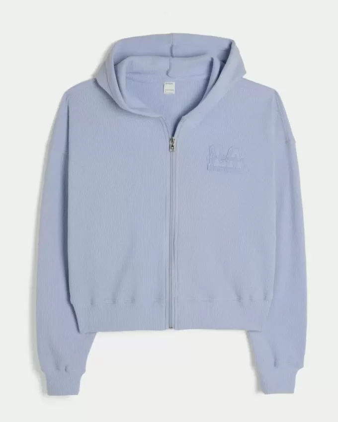 Gilly Hicks – Kapuzenpullover mit Waffelmuster und Reißverschluss Gilly Hicks – Kapuzenpullover mit Waffelmuster und Reißverschluss