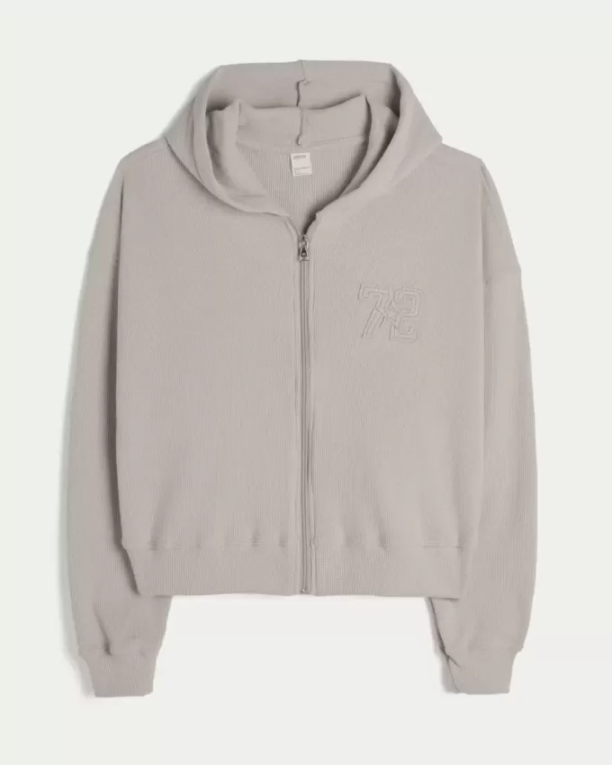 Gilly Hicks – Kapuzenpullover mit Waffelmuster und Reißverschluss Gilly Hicks – Kapuzenpullover mit Waffelmuster und Reißverschluss