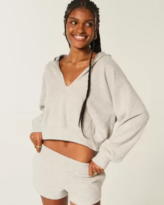 Gilly Hicks – Strick-Hoodie mit V-Ausschnitt
