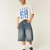 Halbhohe Denimhose in mittlerer Waschung