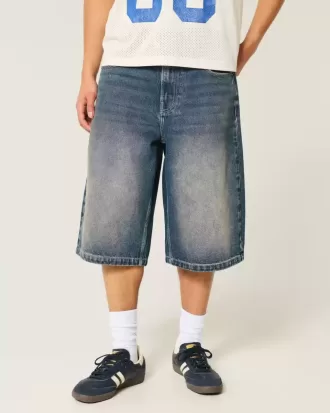 Halbhohe Denimhose in mittlerer Waschung