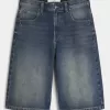 Halbhohe Denimhose in mittlerer Waschung