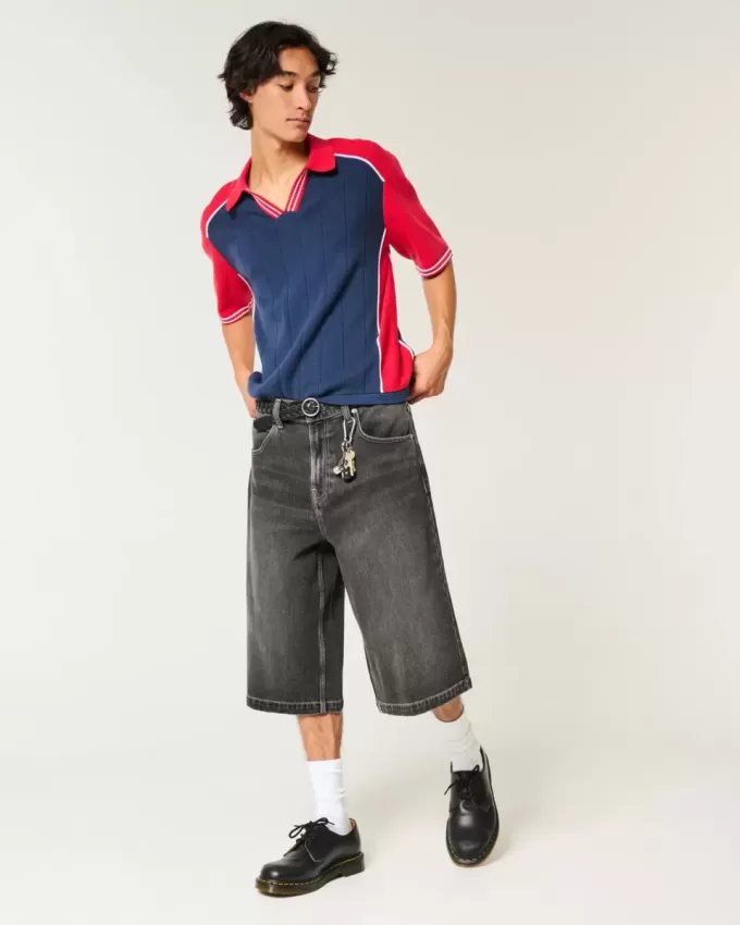 Halblange Skater-Baggy-Jeans in verwaschenem Schwarz Halblange Skater-Baggy-Jeans in verwaschenem Schwarz