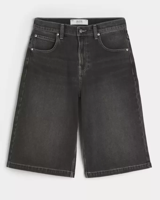 Halblange Skater-Baggy-Jeans in verwaschenem Schwarz Halblange Skater-Baggy-Jeans in verwaschenem Schwarz