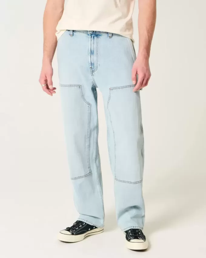 Hell gewaschene Baggy-Carpenter-Jeans Hell gewaschene Baggy-Carpenter-Jeans