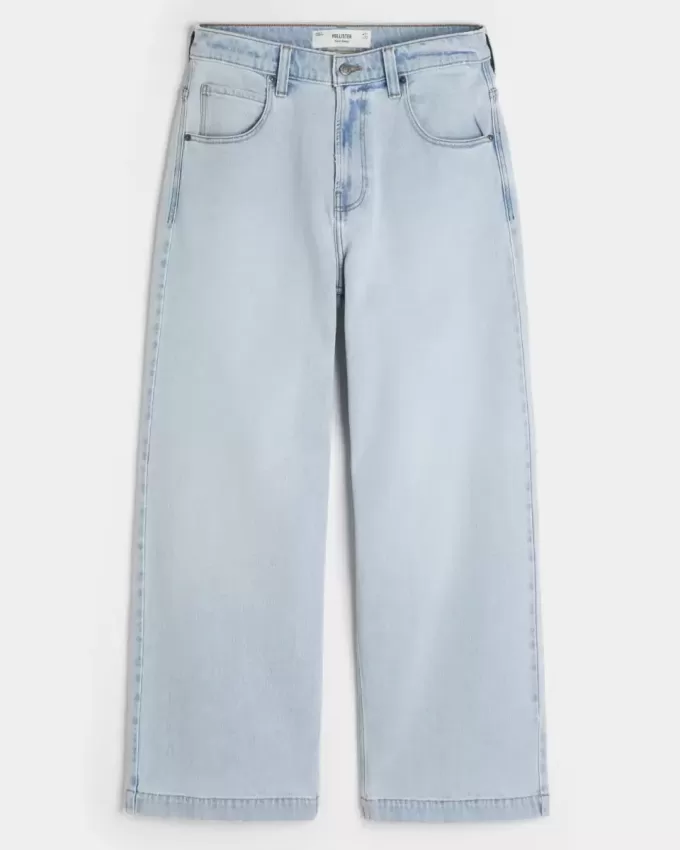 Hell verwaschene Super Baggy-Jeans mit New York-Grafik Hell verwaschene Super Baggy-Jeans mit New York-Grafik