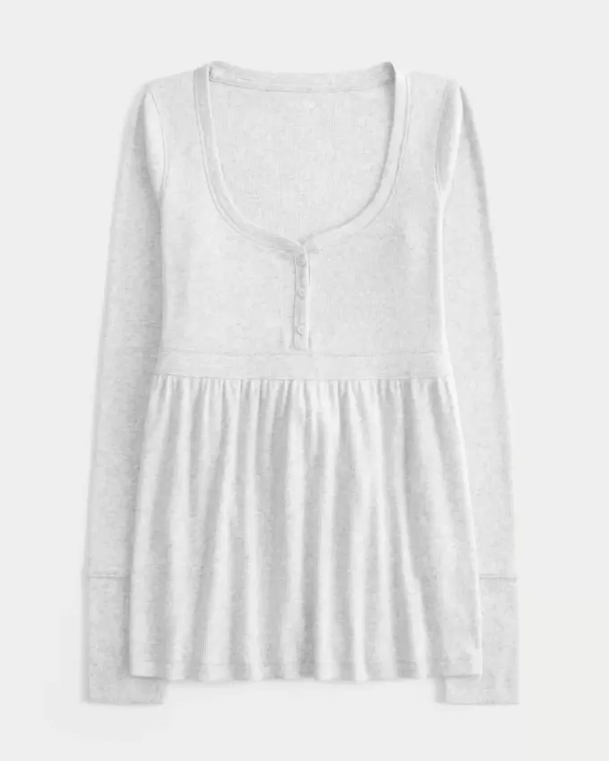 Henley-Babydoll-Oberteil mit Bindeband hinten Henley-Babydoll-Oberteil mit Bindeband hinten