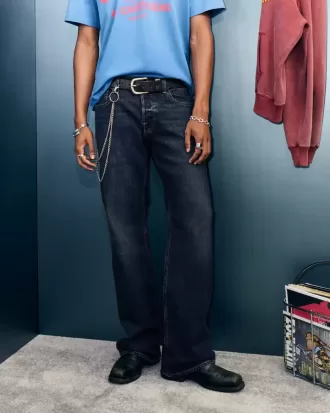 Hermosa – Lockere Bootcut-Jeans in dunkler Waschung