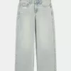 High-Rise Baggy-Jeans in Distressed-Optik in heller Waschung