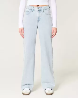 High-Rise Baggy-Jeans in heller Waschung