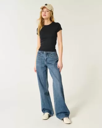 High-Rise Baggy-Jeans in mittlerer Waschung