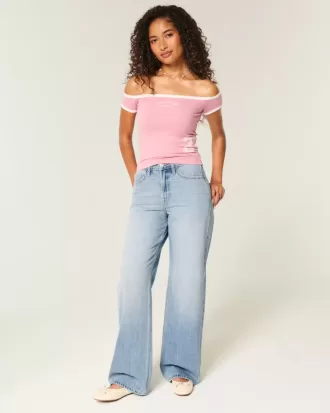 High-Rise Baggy-Jeans in mittlerer Waschung