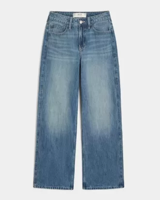 High-Rise Baggy-Jeans in mittlerer Waschung